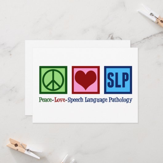 Peace Love SLP言語病理学 カード (正面/裏面インサイチュ)