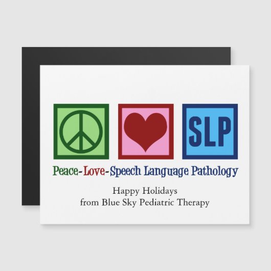 Peace Love SLP Speech Language Pathology Magnet (正面/裏面)