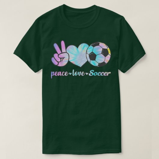 Peace Love Soccer Player Tie Dye Style Women Teen  Tシャツ (デザイン正面)