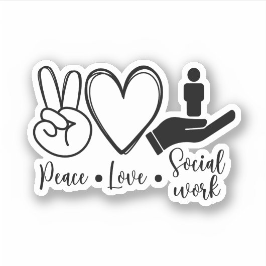 Peace Love Social Work, MSW,かわいいソーシャルワーカー シール (正面)