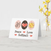 Peace Love Softball Greeting 空白の Card カード (黄色い花)
