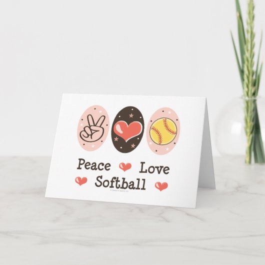 Peace Love Softball Greeting 空白の Card カード (正面)