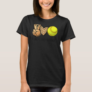 Peace Love Softball Moms Leopard Print母ダ Tシャツ