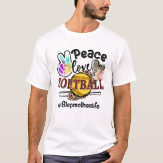 Peace Love Softball Stepmother Life Mom Grandma Le Tシャツ