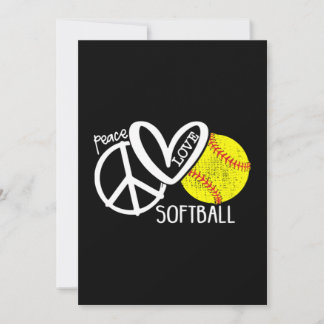Peace Love Softball Vector SKY サンキューカード