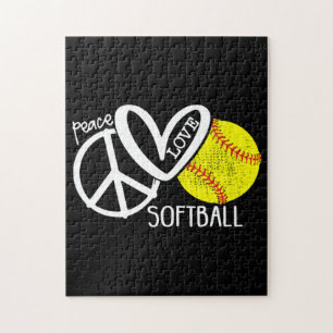 Peace Love Softball Vector SKY ジグソーパズル