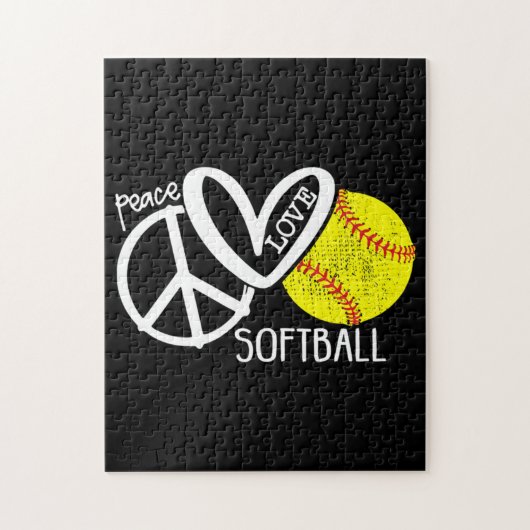 Peace Love Softball Vector SKY ジグソーパズル (縦)