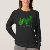 Peace Love St Patrick's Day Cheer Drinking Shamroc Tシャツ (正面)
