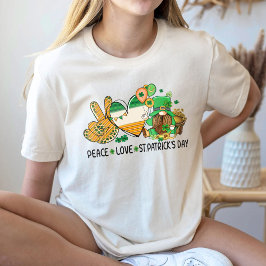 Peace Love St. Patricks Day Shanrock leaf Tシャツ