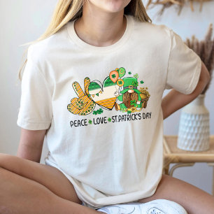 Peace Love St. Patricks Day Shanrock leaf Tシャツ