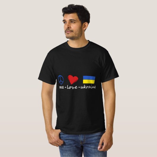 Peace Love Stand With Ukraine Support Stop War  Tシャツ (正面フル)