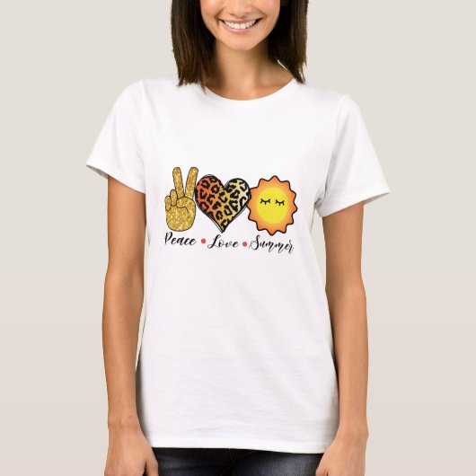 Peace Love Summer Tカッコいいシャツ Tシャツ (正面)