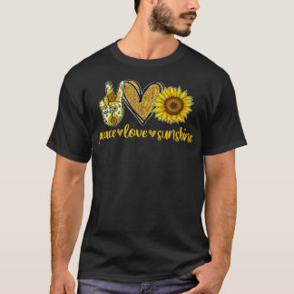 Peace Love Sunshine Gold Heart Sunflower Hippie Tシャツ