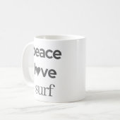 Peace Love Surf | Coastal Surfer Beach House コーヒーマグカップ (正面左)