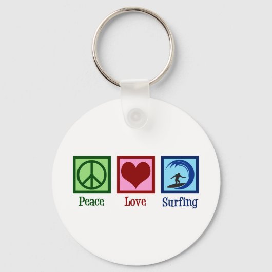 Peace Love Surfing キーホルダー (正面)