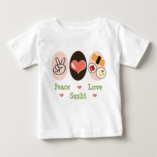 Peace Love Sushi Infant Long Sleeve Tee Shirt ベビーTシャツ (正面)