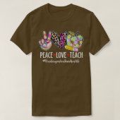Peace Love Teach Leopard Apple Kindergarten Teache Tシャツ (デザイン正面)