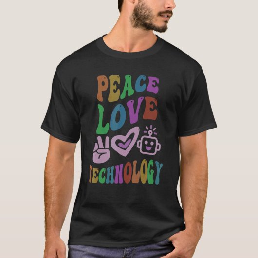 PEACE LOVE TECHNOLOGYレトロ先生Groov Tシャツ (正面)