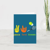 Peace Love Tennis Funny Tennis Lovers Hand Sign De カード (正面)