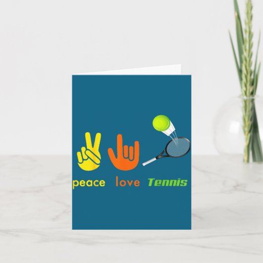 Peace Love Tennis Funny Tennis Lovers Hand Sign De カード (正面)