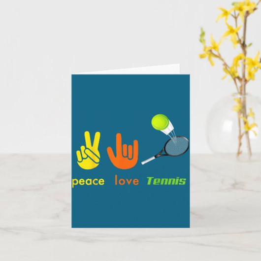 Peace Love Tennis Funny Tennis Lovers Hand Sign De カード (黄色い花)