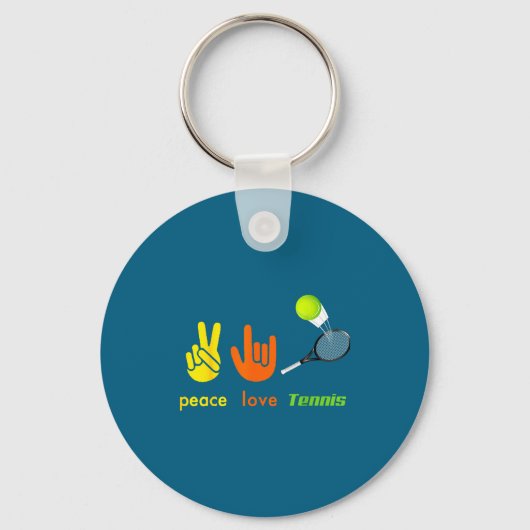 Peace Love Tennis Funny Tennis Lovers Hand Sign De キーホルダー (正面)