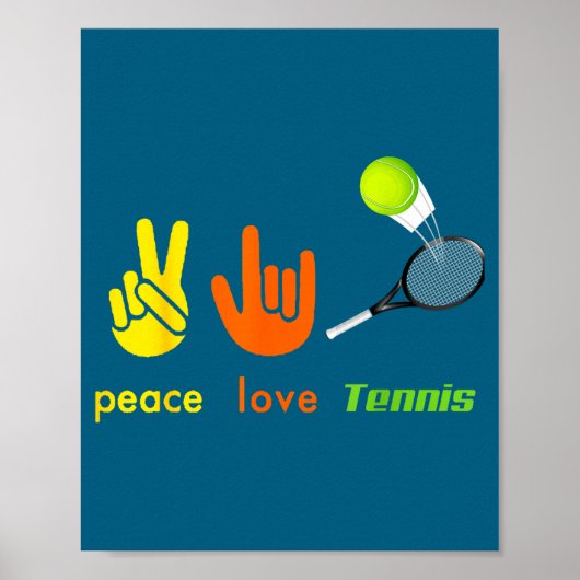 Peace Love Tennis Funny Tennis Lovers Hand Sign De ポスター (正面)