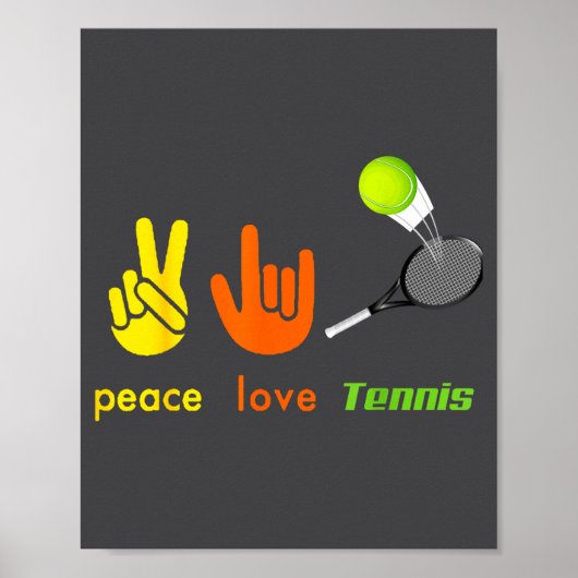 Peace Love Tennis Funny Tennis Lovers Hand Sign De ポスター (正面)