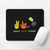 Peace Love Tennis Funny Tennis Lovers Hand Sign De マウスパッド (マウス)
