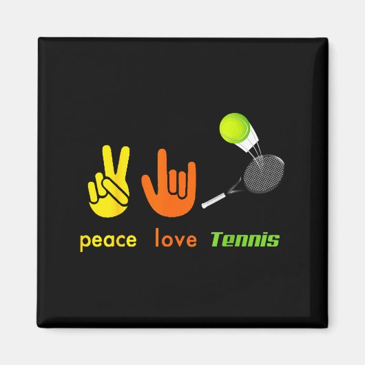 Peace Love Tennis Funny Tennis Lovers Hand Sign De マグネット (正面)