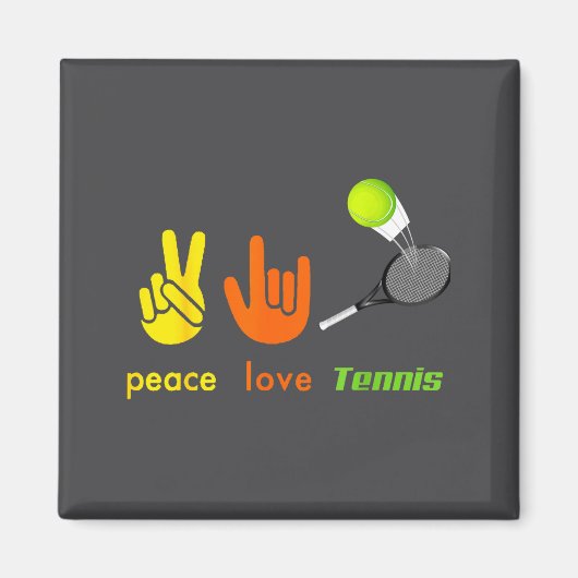 Peace Love Tennis Funny Tennis Lovers Hand Sign De マグネット (正面)
