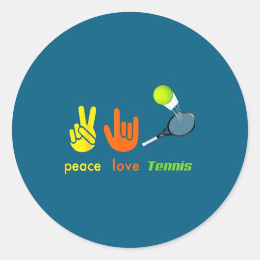 Peace Love Tennis Funny Tennis Lovers Hand Sign De ラウンドシール (正面)