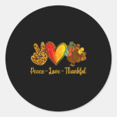 Peace Love Thankful Turkey Funny Thanksgiving Fall ラウンドシール (正面)