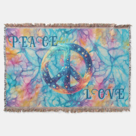 Peace Love Tie-Dye スローブランケット