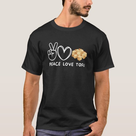 Peace Love Tofu Retro Tofu  Food Tシャツ (正面)