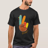 Peace Love Turkey Grateful Turkey Hand Sign Thanks Tシャツ (正面)