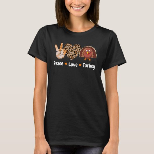 Peace Love Turkey Pumpkin Gobble Turkey Thanksgivi Tシャツ (正面)