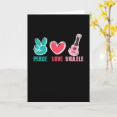 Peace Love Ukulele Guitar Music カード (黄色い花)