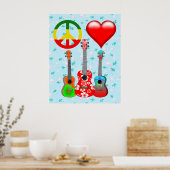 Peace Love Ukuleles ポスター (キッチン)