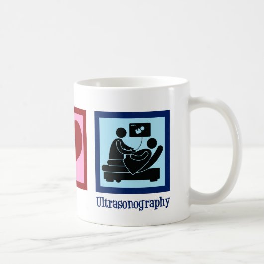 Peace Love Ultrasonography Ultrasound技術者 コーヒーマグカップ (右)