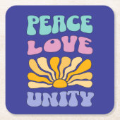 Peace Love Unity スクエアペーパーコースター (正面)