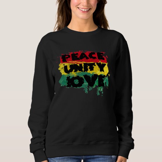 Peace Love Unity Rastafari Clothing Jamaica Souven スウェットシャツ (正面)