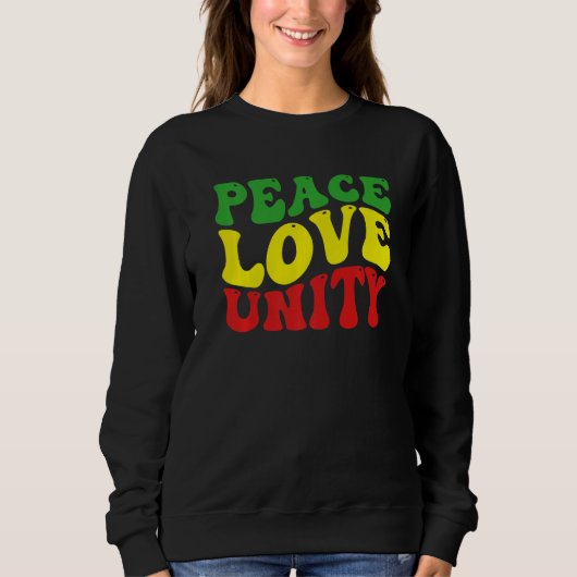 Peace Love Unity Reggae Roots Jamaica Rasta Reggae スウェットシャツ (正面)