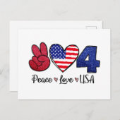 Peace Love USA 7月4日 ポストカード (正面/裏面)