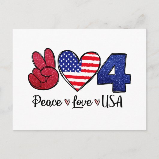 Peace Love USA 7月4日 ポストカード (正面)