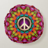 Peace & Love (v1)家庭的なヒッパイラウンドクッション ラウンドクッション (正面)