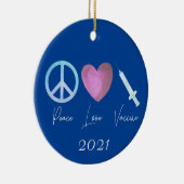 Peace Love Vaccine Covid 2021 セラミックオーナメント (右)