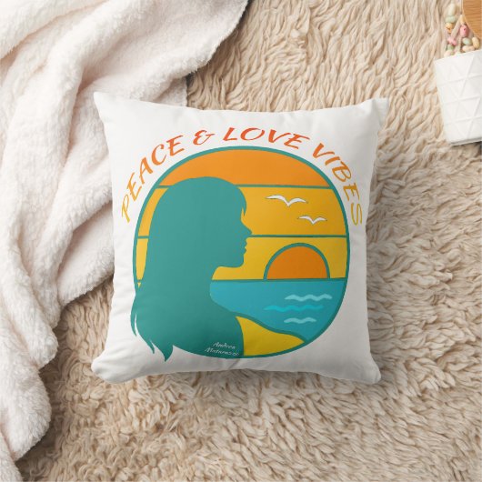 Peace & Love Vibes クッション (ブランケット)