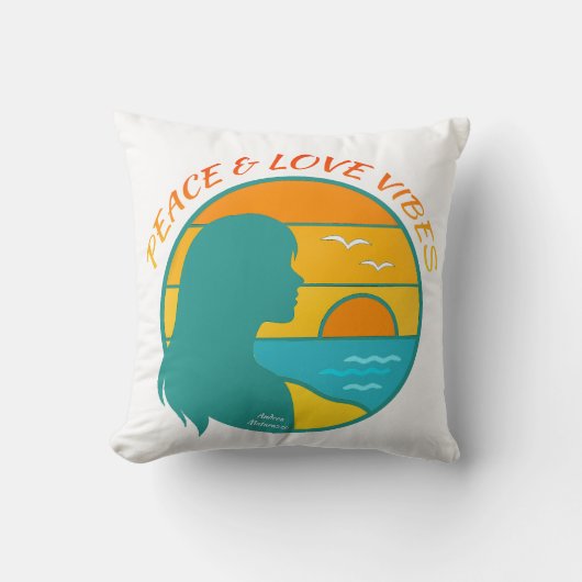 Peace & Love Vibes クッション (正面)