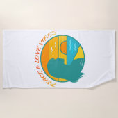 Peace & Love Vibes ビーチタオル (正面)